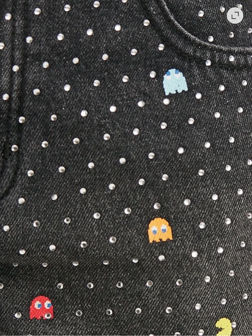 Justice Embellished Pac-Man Print Black Denim Shorts girls size 10